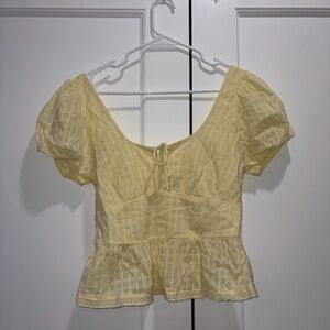 Hollister Light Yellow Puff Sleeve Blouse